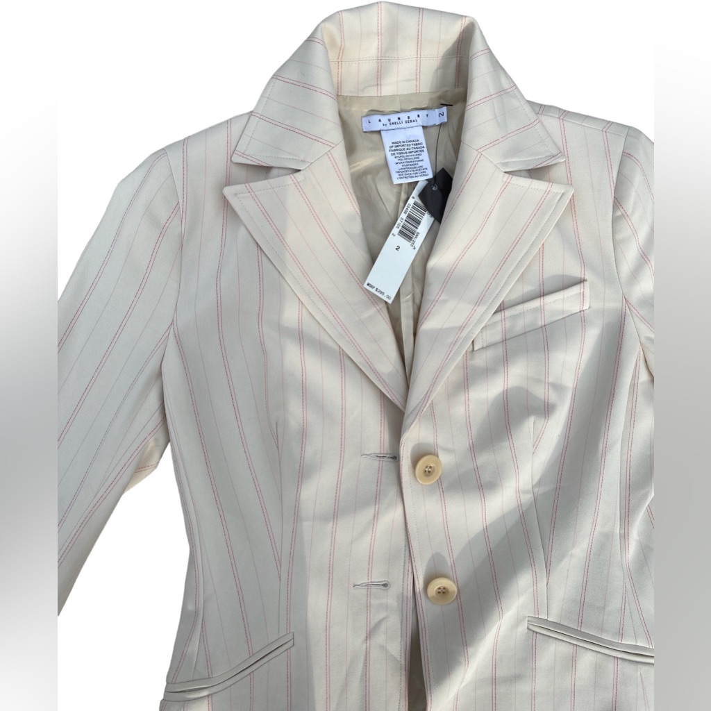 Nwt Laundry By Shelli Segal Women’s Blazer Size 2 - White W. Pink Stripes